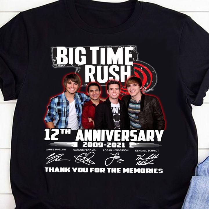 Big Time Rush 12th anniversary 2009-2021 signatures thank you for the memories t-shirt shirt
