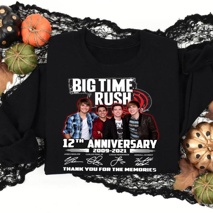 Big Time Rush 12th anniversary 2009-2021 signatures thank you for the memories t-shirt sweatshirt