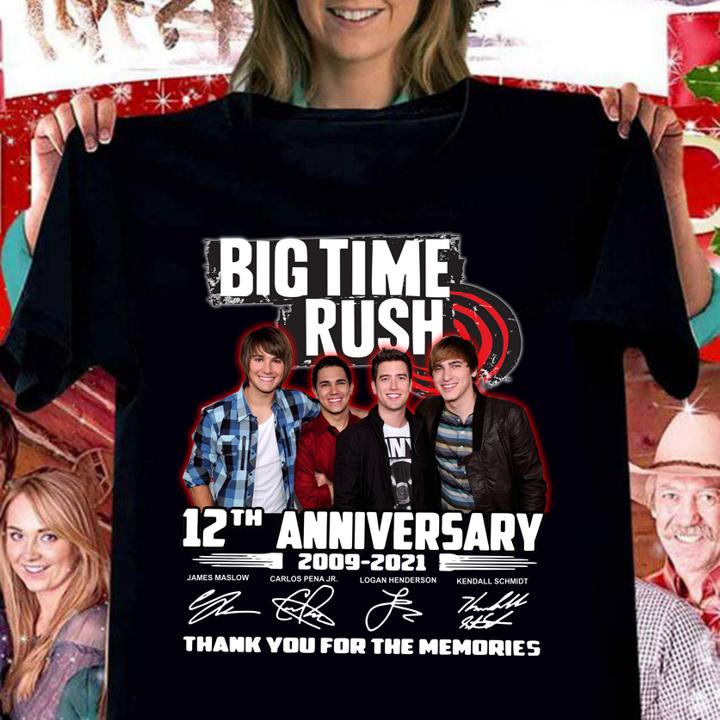 Big Time Rush 12th anniversary 2009-2021 signatures thank you for the memories t-shirt woman shirt