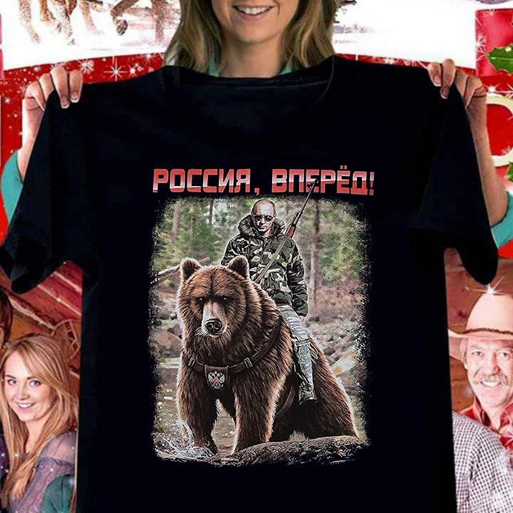 Vladimir Putin Riding A Bear Adult Funny Russian t-shirt woman shirt