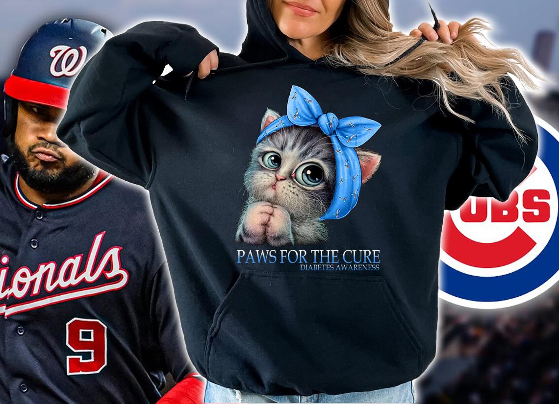 Cat paws for the cure Diabetes Awareness t-shirt hoodie