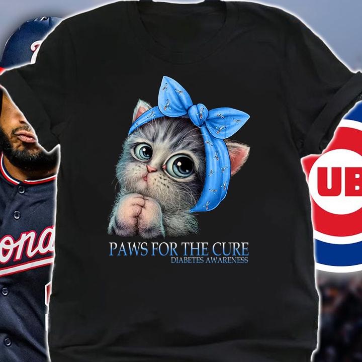 Cat paws for the cure Diabetes Awareness t-shirt shirt