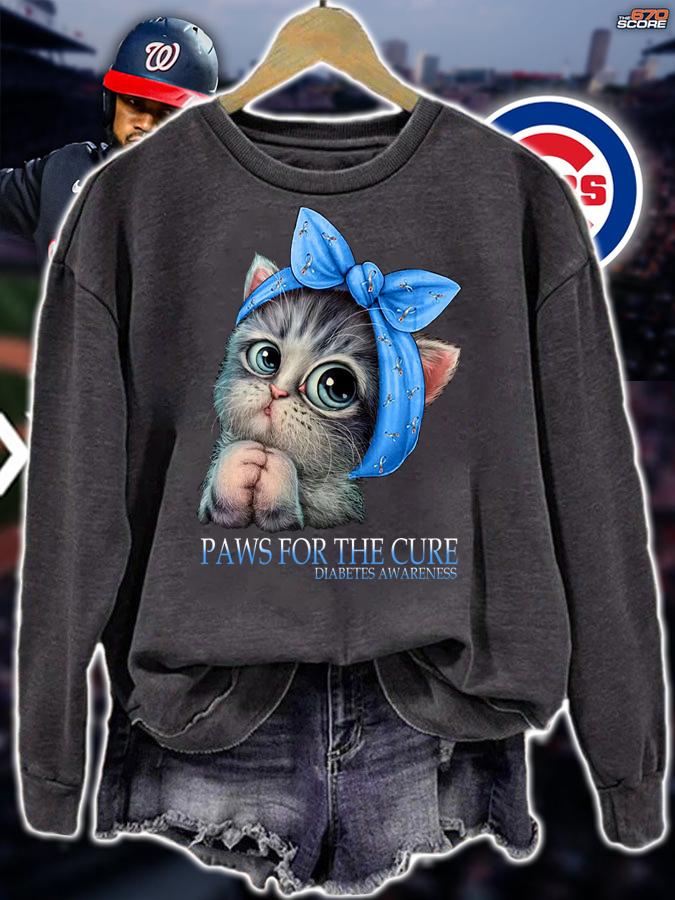 Cat paws for the cure Diabetes Awareness t-shirt sweatshirt