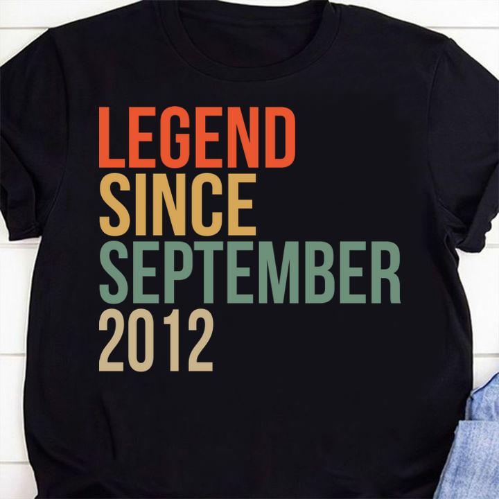 Kids Fun Legend Since September 2012 8th Birthday Gift 8 Year Old t-shirt shirt