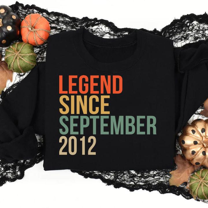 Kids Fun Legend Since September 2012 8th Birthday Gift 8 Year Old t-shirt sweatshirt