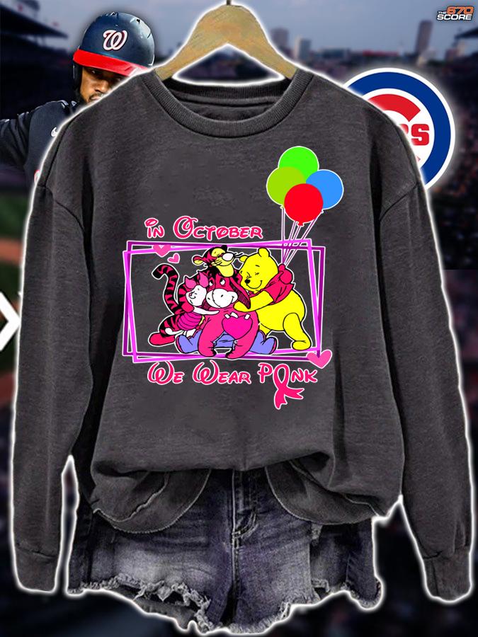 In October We Wear Pink Winnie The Pooh Breast Cancer Awareness t-shirt sweatshirt