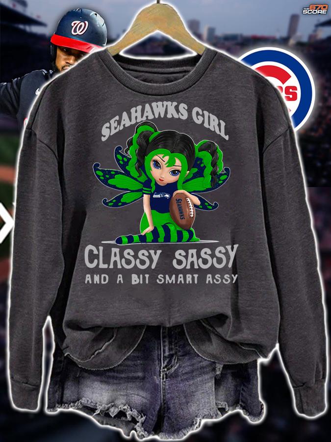 Seattle Seahawks Girl Classy Sassy And A Bit Smart Assy Fairy Figurine t-shirt sweatshirt