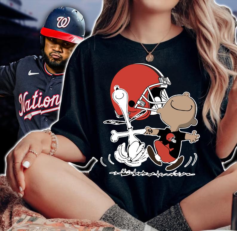 Charlie Brown And Snoopy Cleveland Browns t-shirt woman shirt