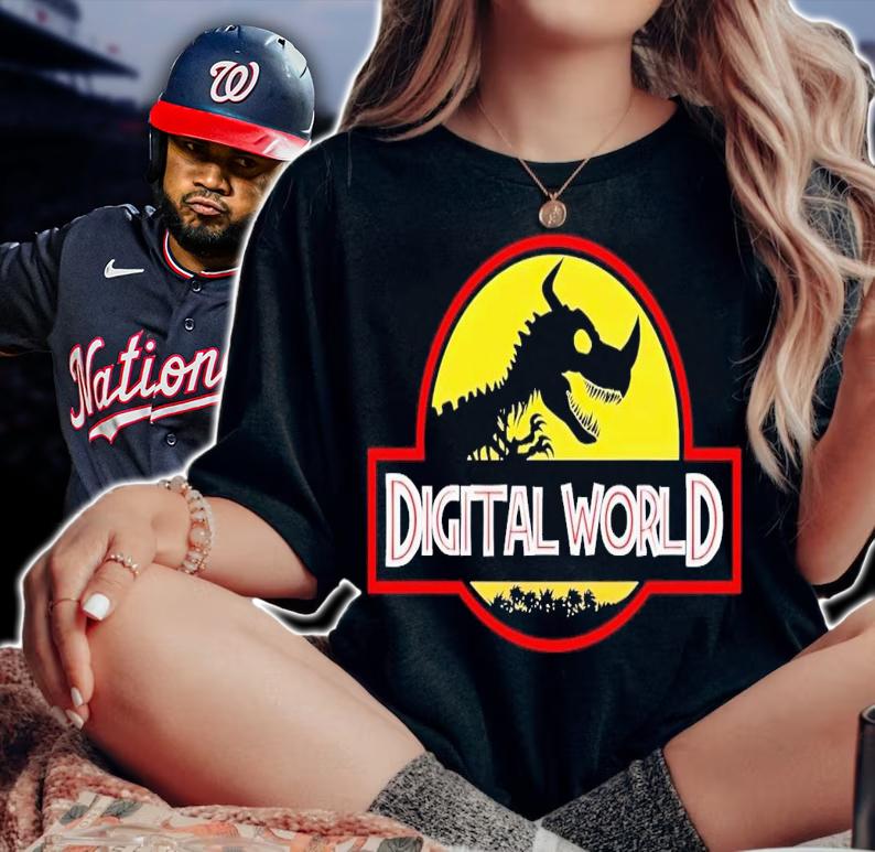 Dinosaur skeleton digital world Jurassic Park t-shirt woman shirt
