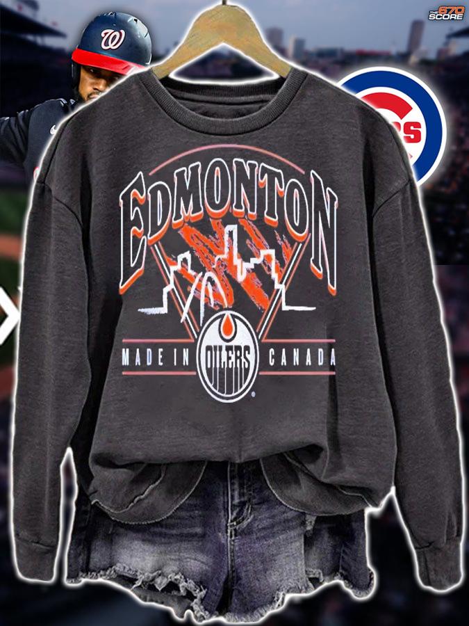 Edmonton Oilers Flannel foxes skyline made in Canada t-shirt sweatshirt