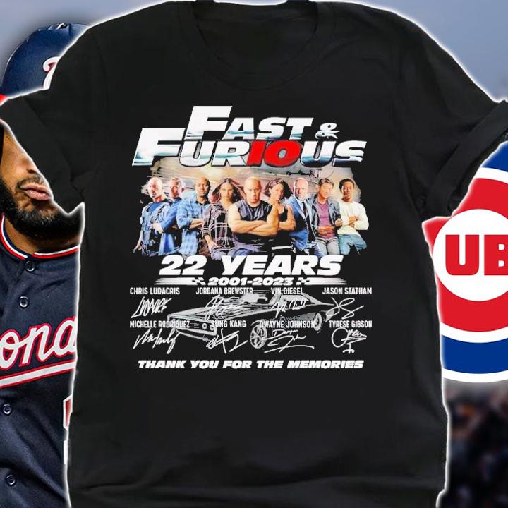 Fast and Furious 22 years 2001 2023 thank you for the memories t-shirt shirt
