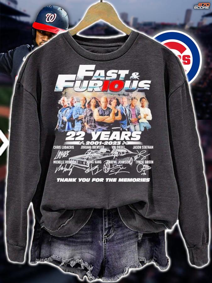 Fast and Furious 22 years 2001 2023 thank you for the memories t-shirt sweatshirt