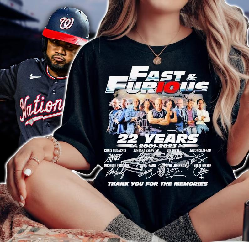 Fast and Furious 22 years 2001 2023 thank you for the memories t-shirt woman shirt