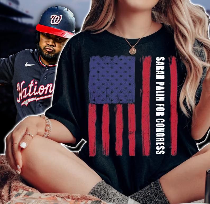 Sarah Palin For Congress USA Flag T-Shirt