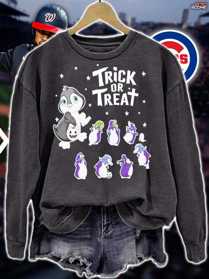 Penguin Trick or Treat funny Halloween shirt sweatshirt