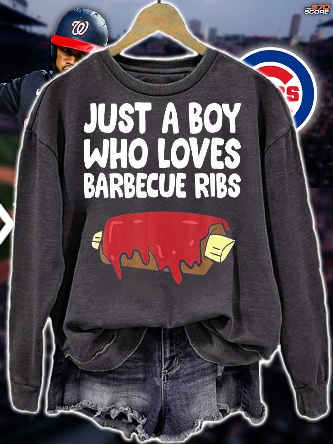 Pork Ribs Boy Just A Boy Who Loves Barbecue Ribs T-Shirt sweatshirt