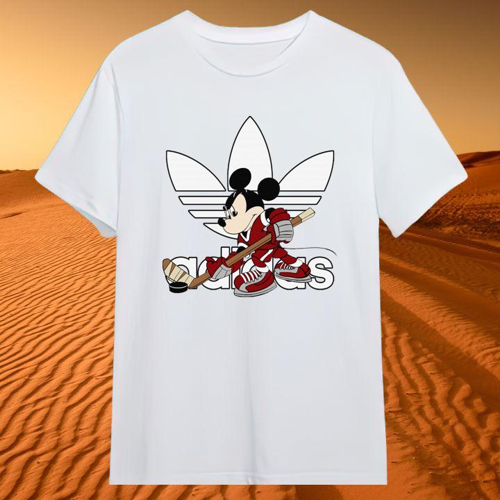 Cute Adidas Logo X Mickey Mouse Ice Hockey Disney Sports T-Shirt