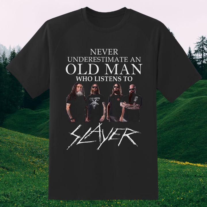 Personalized Never Underestimate An Old Man Who Listens To Slayer Band T-Shirt