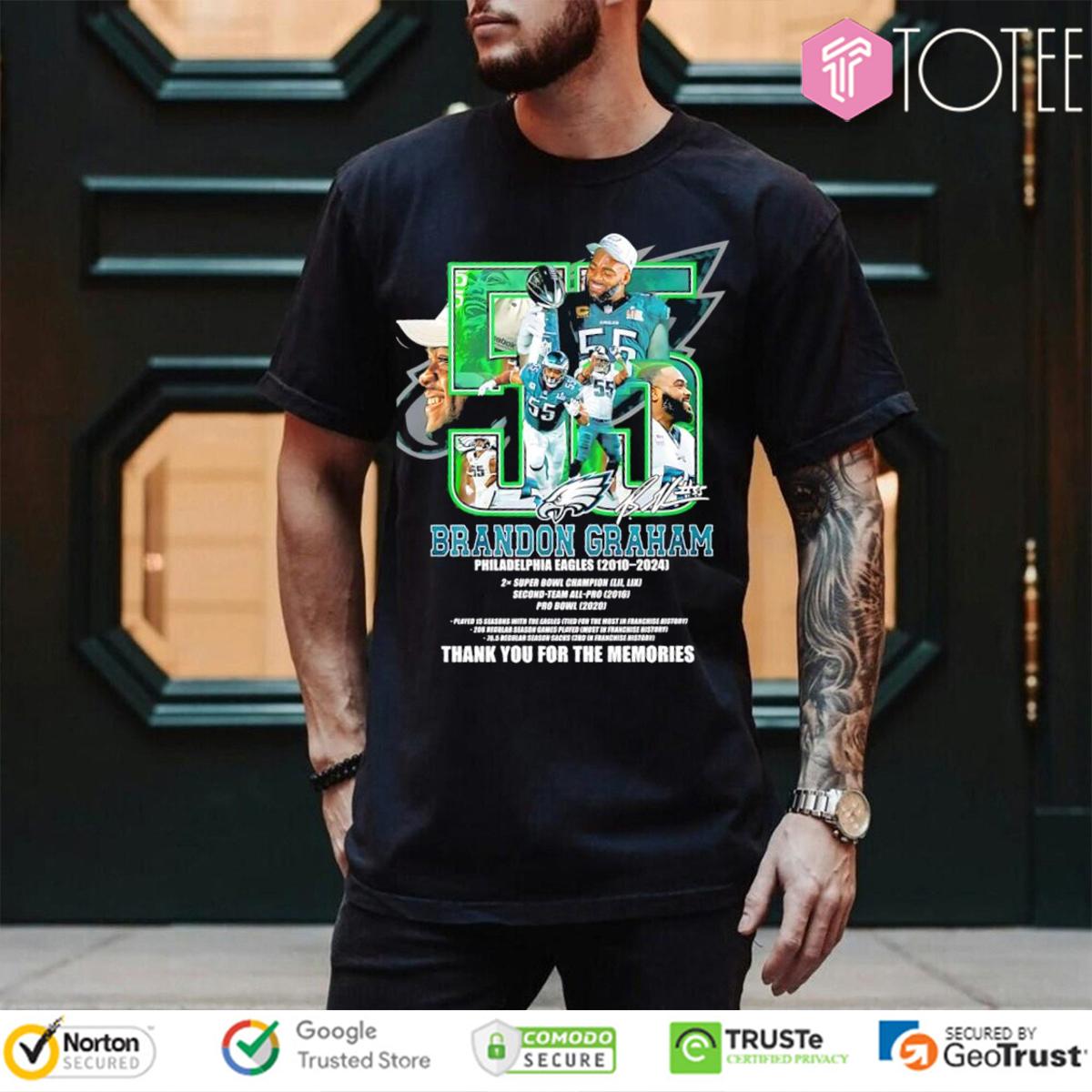 55 Brandon Graham Philadelphia Eagles 2010 2024 Signed T-Shirt