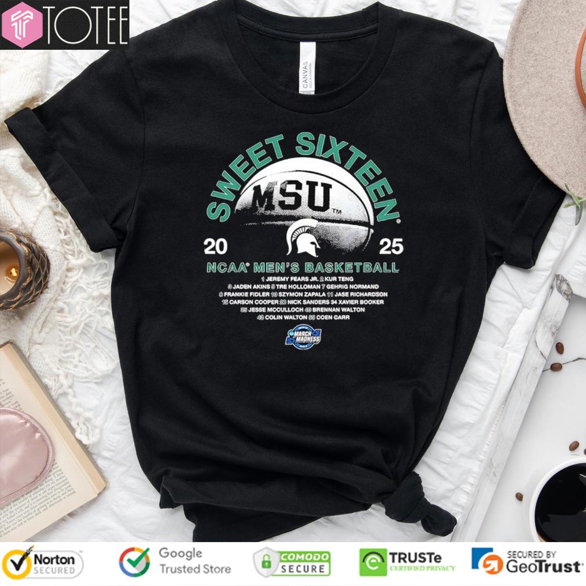 Michigan State Spartans Sweet Sixteen 2025 NCAA Men's Basketball Championship Shirt