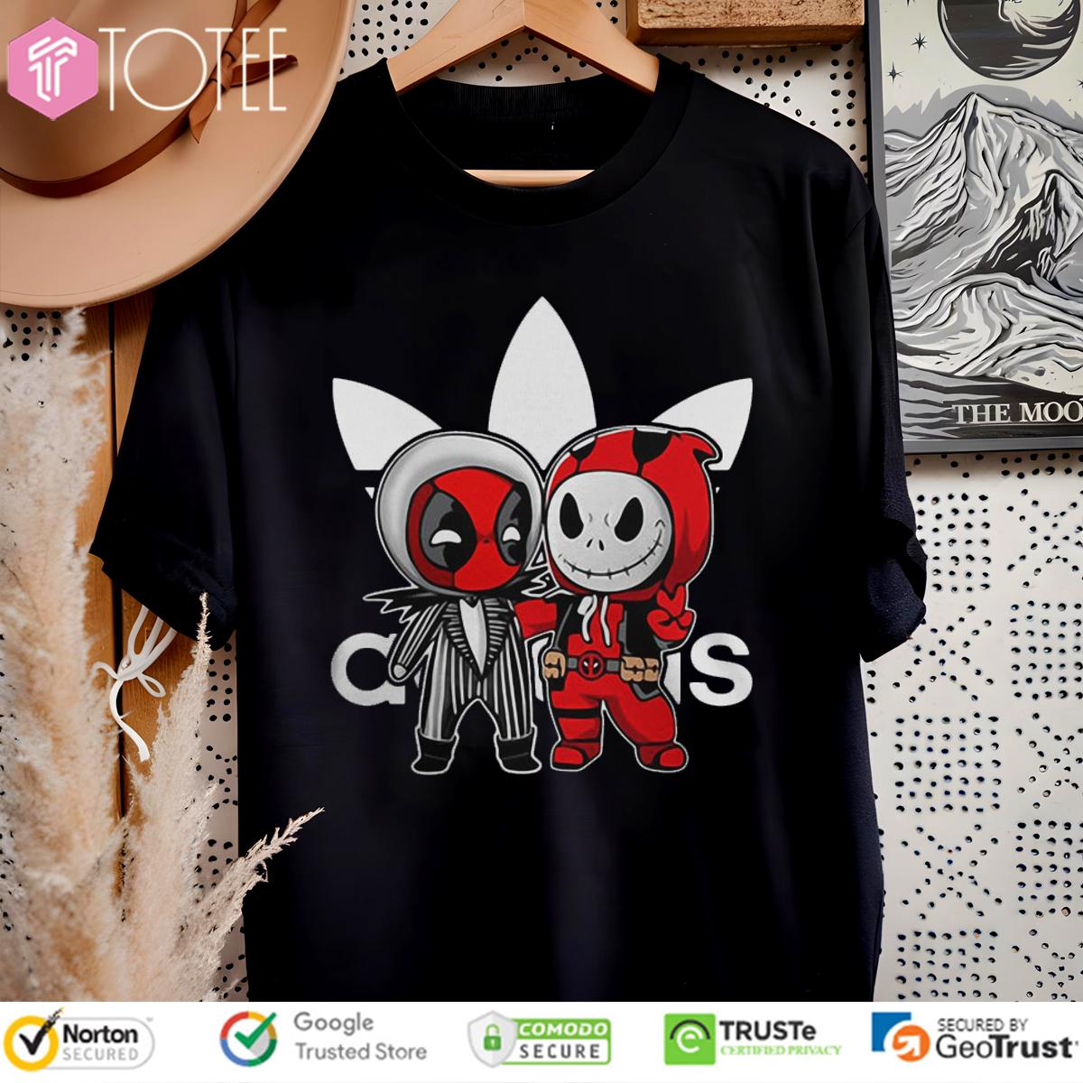 Deadpool Jack Skellington Parody Adidas Logo T-Shirt