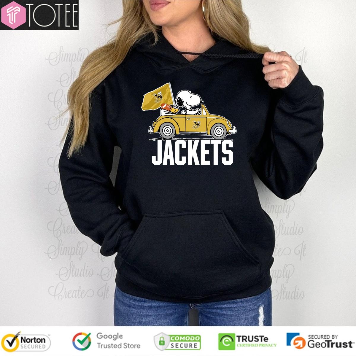 Snoopy And Woodstock Driving Car Georgia Tech Yellow Jacket hoodie