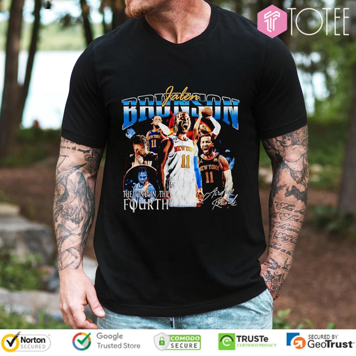 Jalen Brunson The King In The Fourth Knicks Signature Vintage Bootleg T-shirt