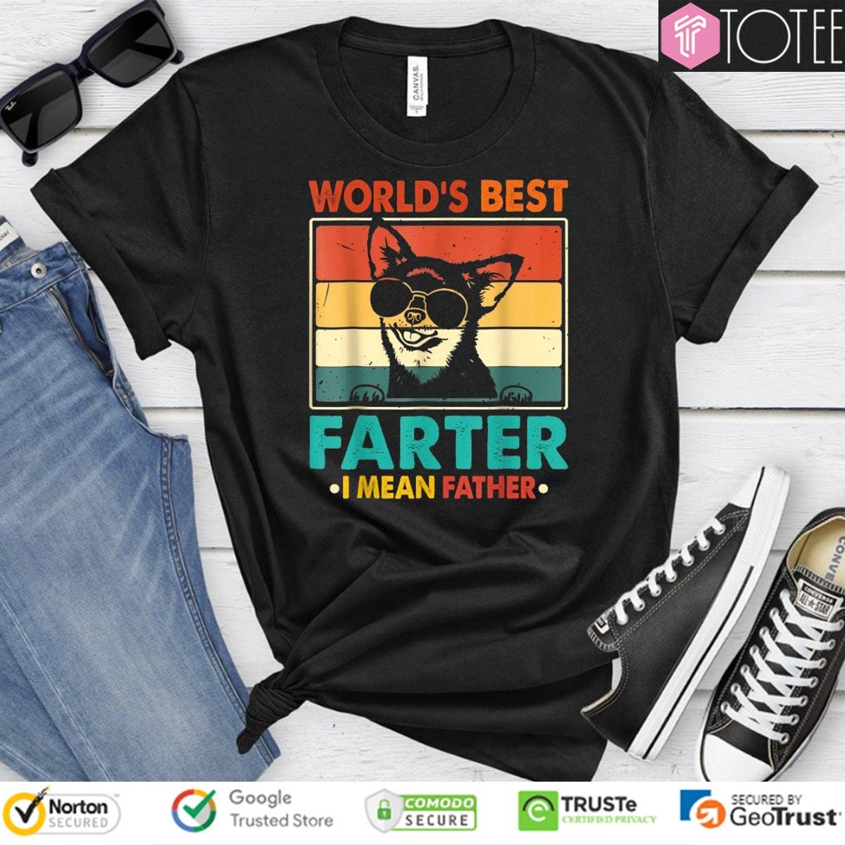 Worlds Best Farter I Mean Father Chihuahua Dog Fathers Day Vintage T-shirt