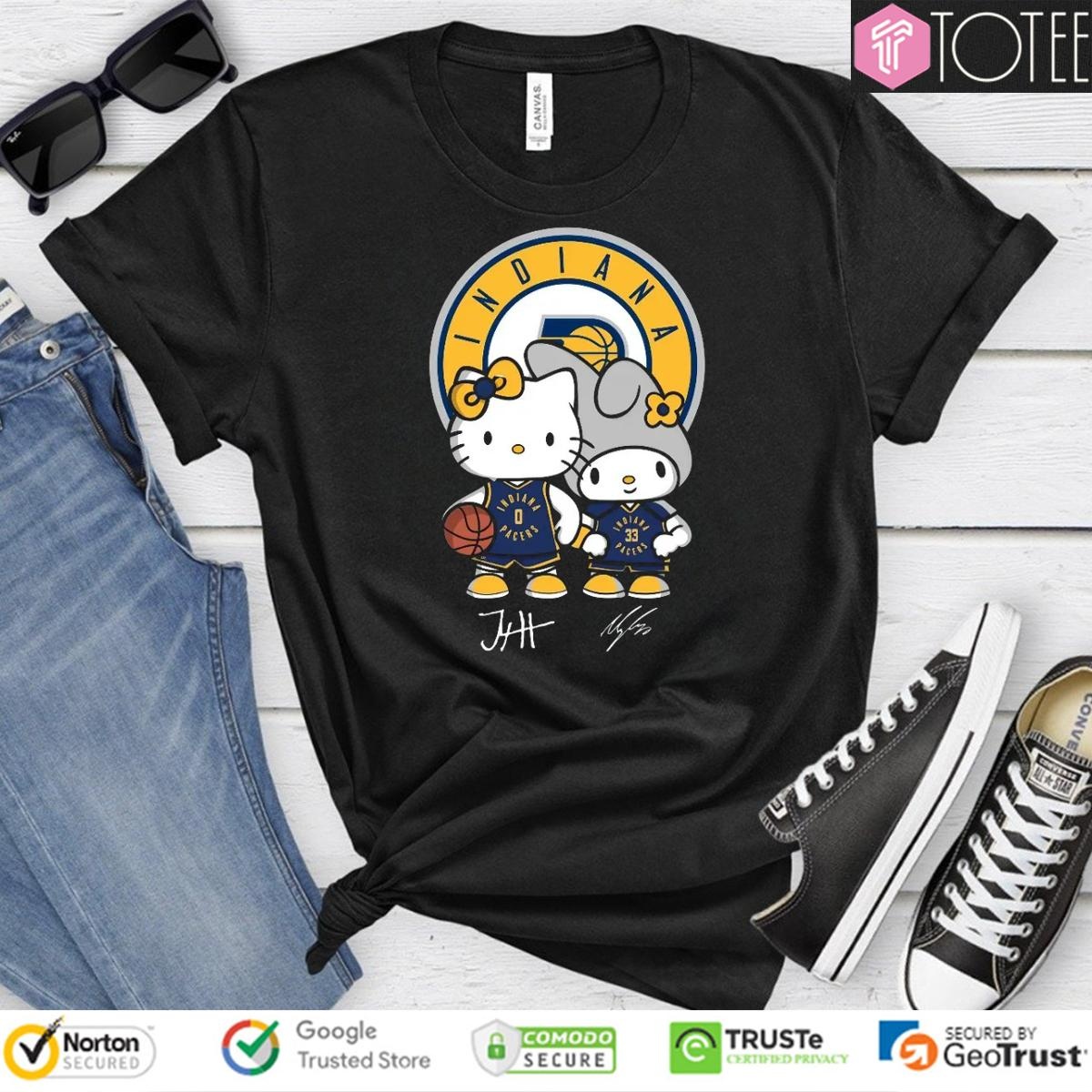 Indiana Pacers Tyrese Haliburton Myles Turner Hello Kitty Signatures T-shirt