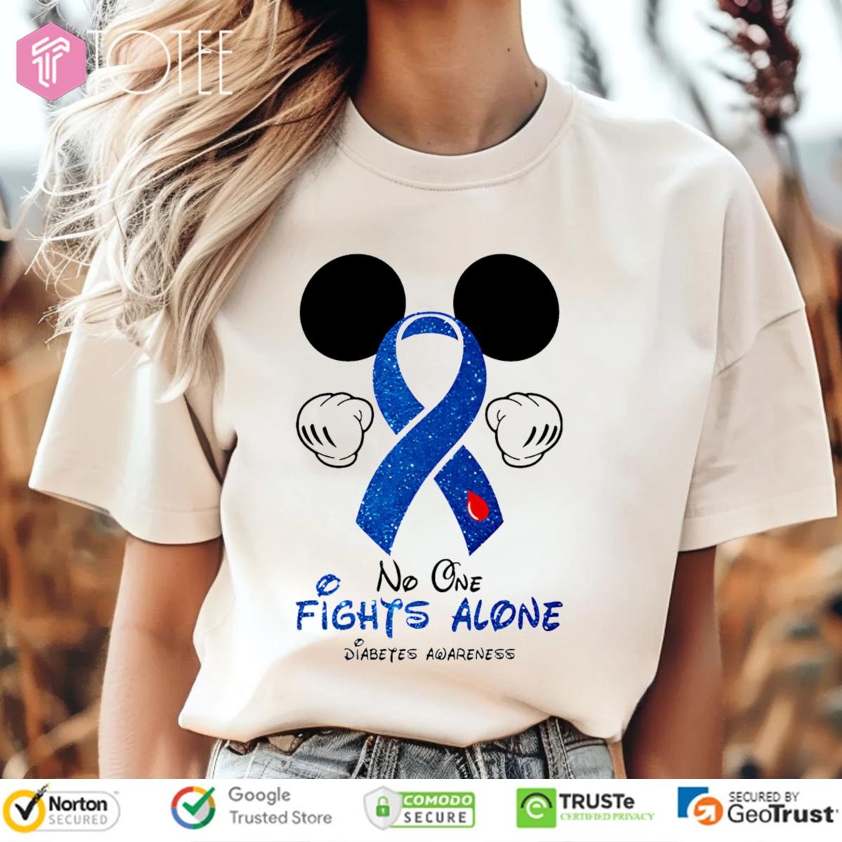 No One Fights Alone Mickey Diabetes Awareness T-shirt