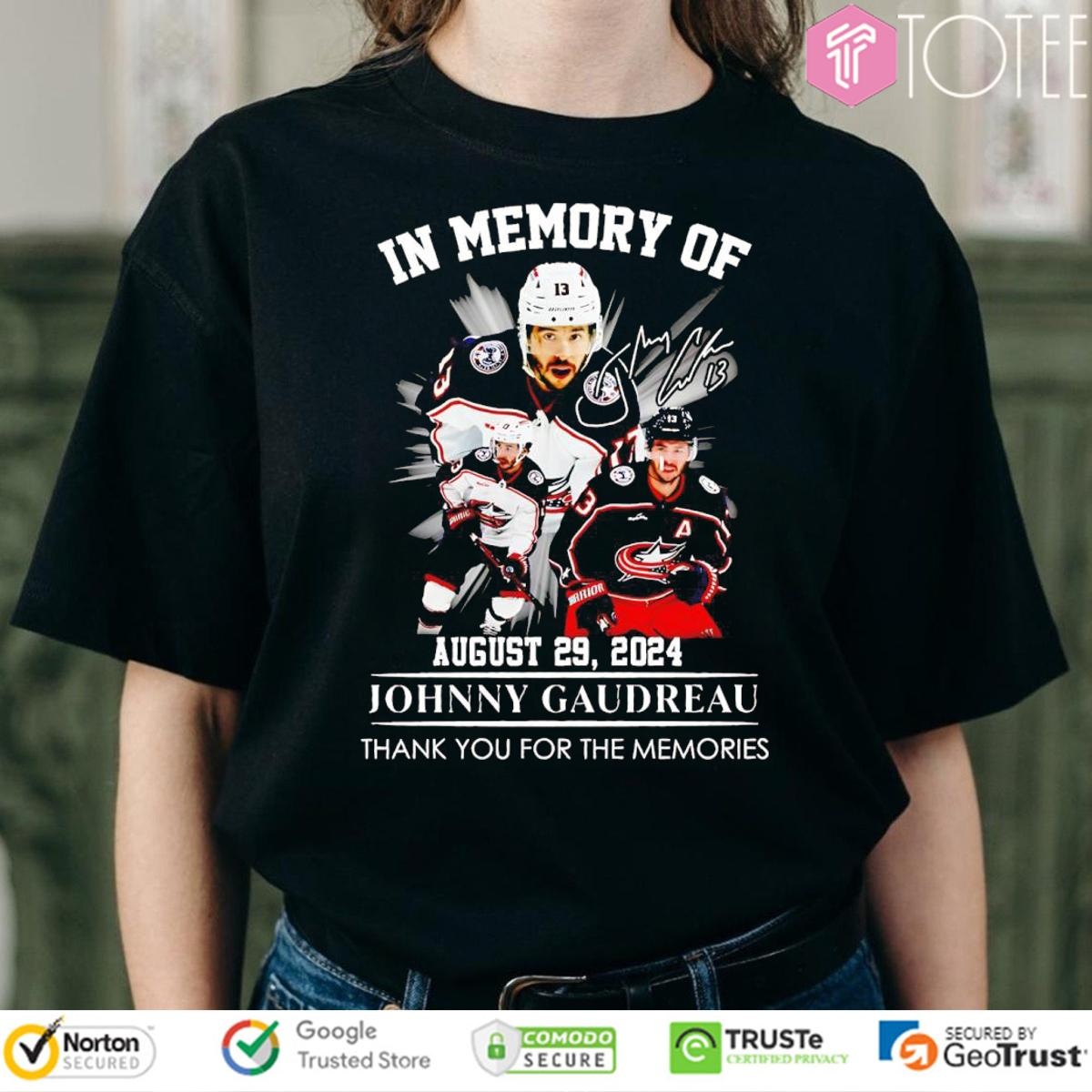 In Memory Of August 29 2024 Johnny Gaudreau Signed Thank You T-shirt