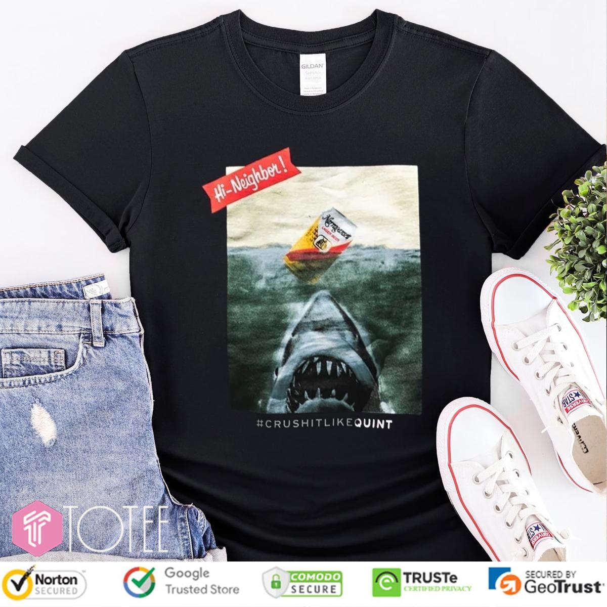 Jaws Narragansett Lager Beer Crushitlikequint Shark T-shirt