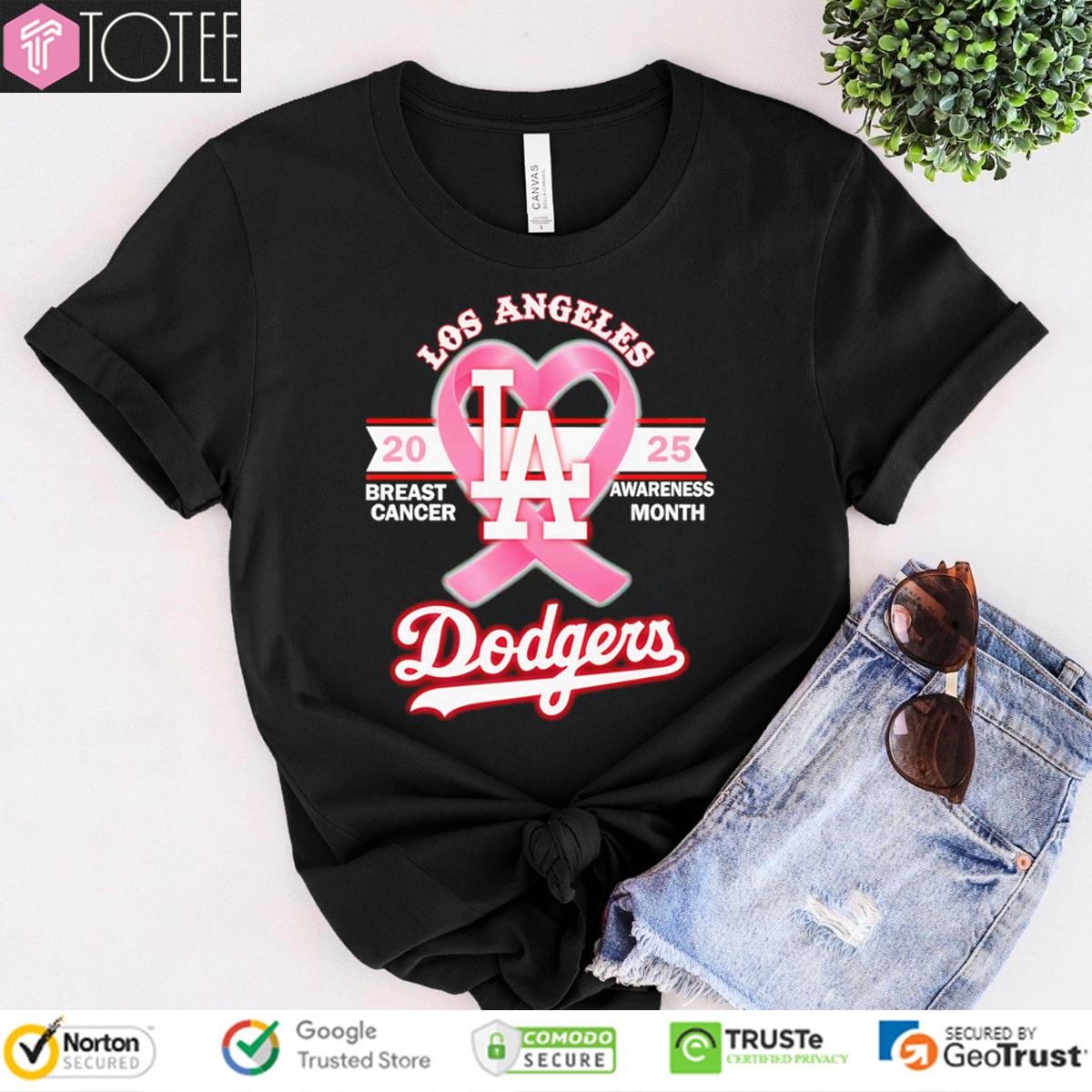 2025 Breast Cancer Awareness Month Los Angeles Dodgers Baseball T-shirt